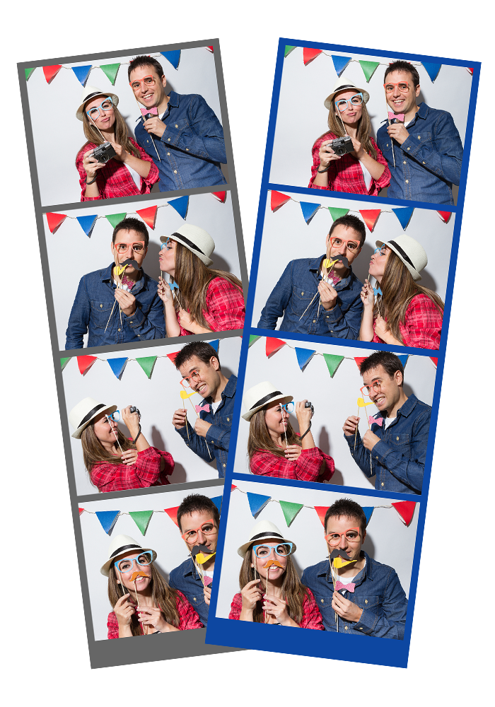 Photo strips of a couple